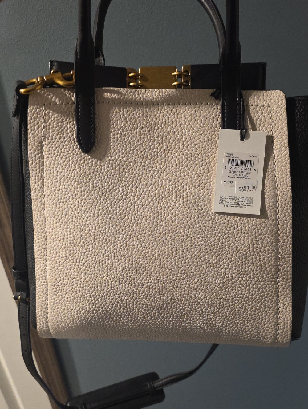 Coach 1941 Troupe Tote in the Colorblock (Chalk Multi) colorway. - Picture 6 of 15